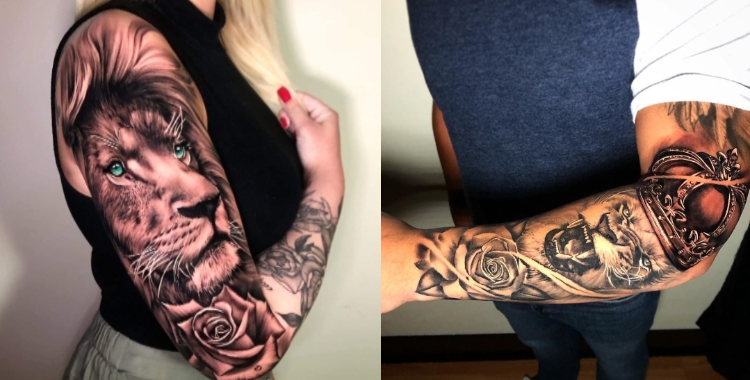 I posted the lion, the rose, and the shitty clock from a local shop  earlier. Here are two more lions from the same “artist” : r/shittytattoos
